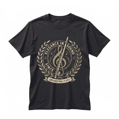 Elegant Flute Graphic Print, Deep Blue Classical Music Instrument Unisex TShirt
