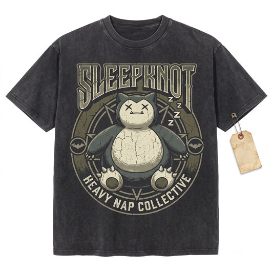Vintage Heavy Metal Sleeping Monster Graphic Acid Washed Retro Anime Gamer Gift Unisex TShirt