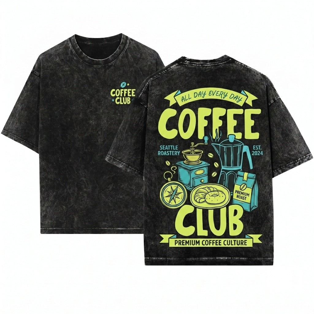 Retro Caffeinated Mama Coffee Club Lover Foodie Aesthetic Gift Unisex Wash T-Shirt