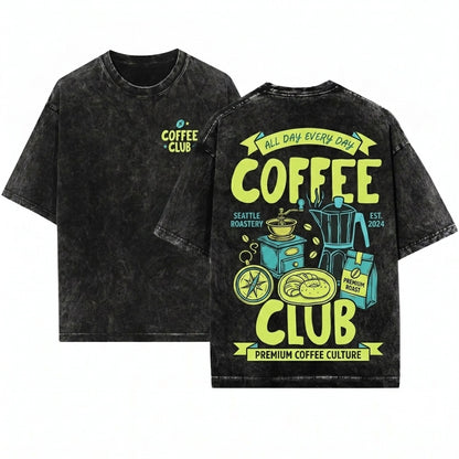 Retro Caffeinated Mama Coffee Club Lover Foodie Aesthetic Gift Unisex Wash T-Shirt