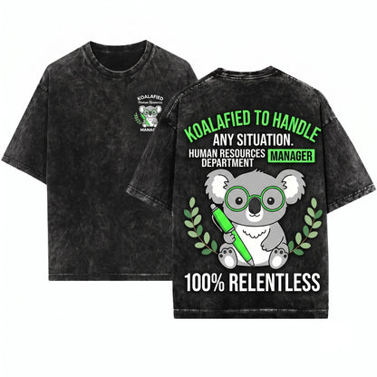 Cute Human Resources Manager Koala Funny Graphic Gift Unisex Wash T-Shirt