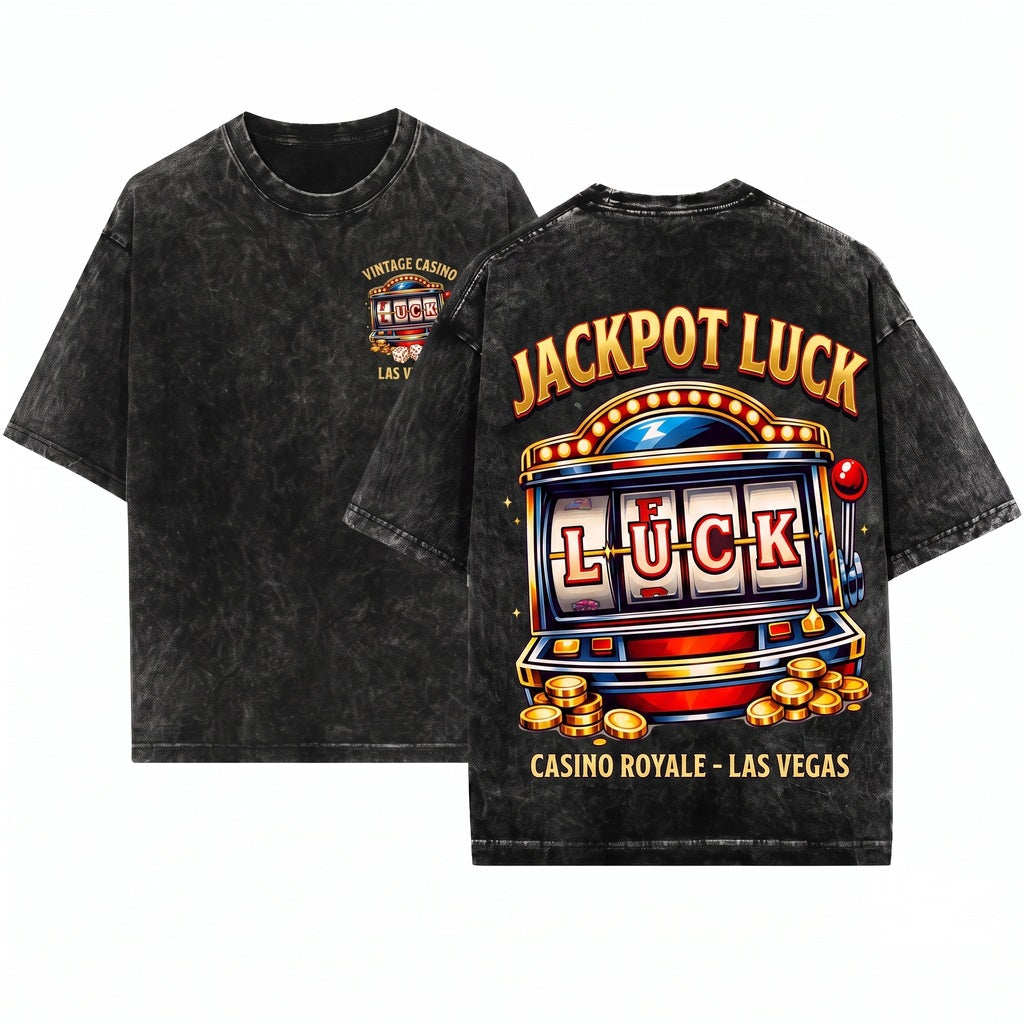 Funny Retro Slot Machine Casino Gambler Graphic Unisex Wash T-Shirt