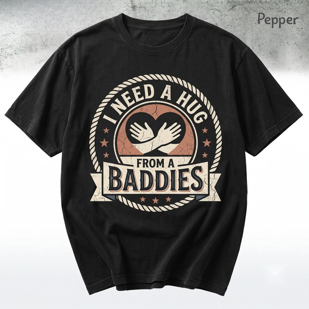 Funny Saying I Need A Hug from A Baddie Graphic Flirty Humor Sassy Cute Quote Statement Unisex TShirt