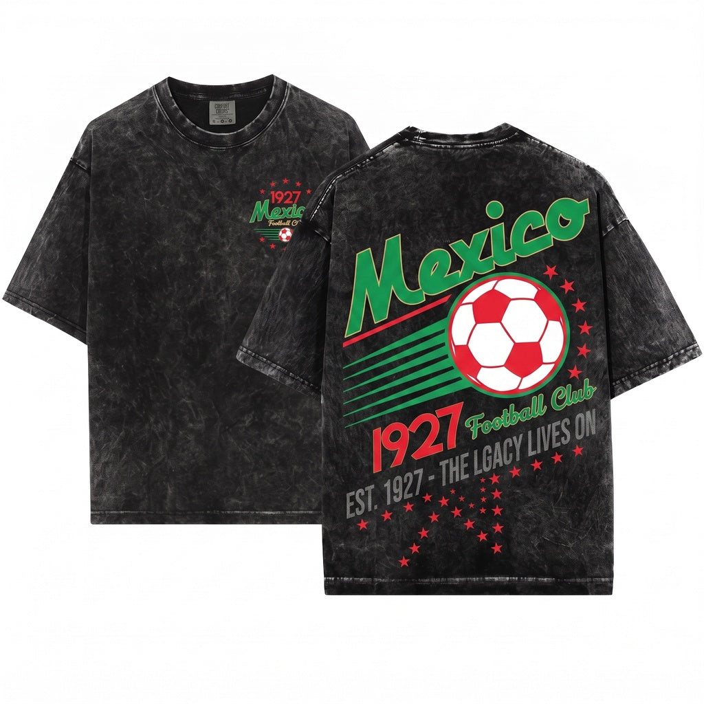 90s Mexico Soccer Graphic Retro Football Vintage Unisex Wash T-Shirt