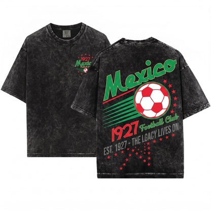 90s Mexico Soccer Graphic Retro Football Vintage Unisex Wash T-Shirt