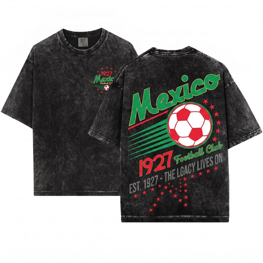 90s Mexico Soccer Graphic Retro Football Vintage Unisex Wash T-Shirt