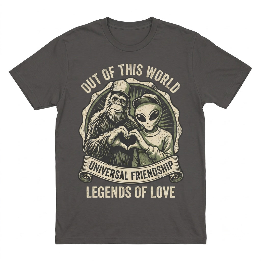 Funny Bigfoot Alien Cryptid Graphic Weird UFO Flying Saucer Sci-Fi Extraterrestrial Lover Gift Unisex TShirt