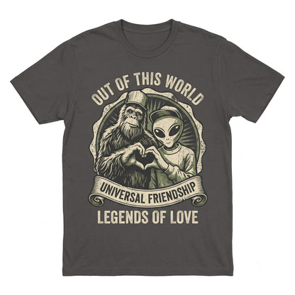Funny Bigfoot Alien Cryptid Graphic Weird UFO Flying Saucer Sci-Fi Extraterrestrial Lover Gift Unisex TShirt
