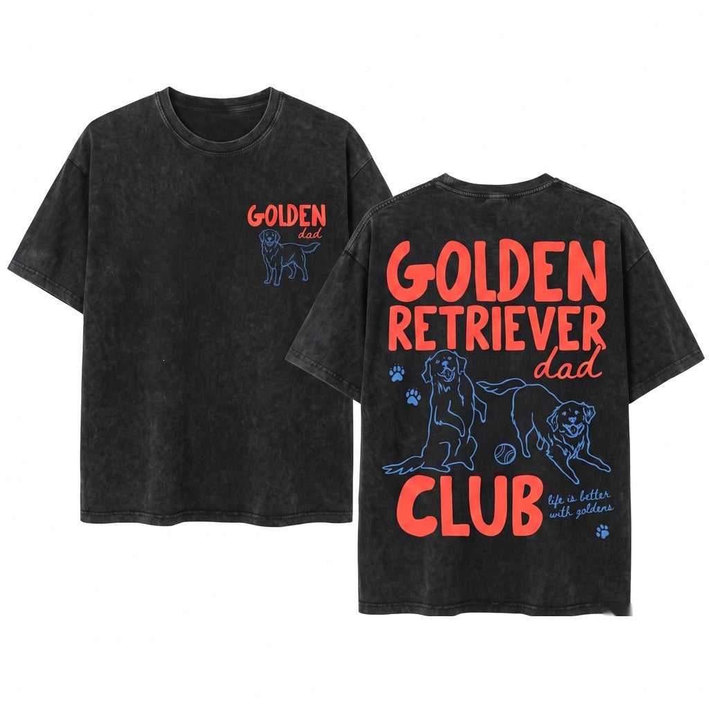 Golden Retriever Dog Dad Club Pet Parent Lover Gift Graphic Unisex Wash T-Shirt