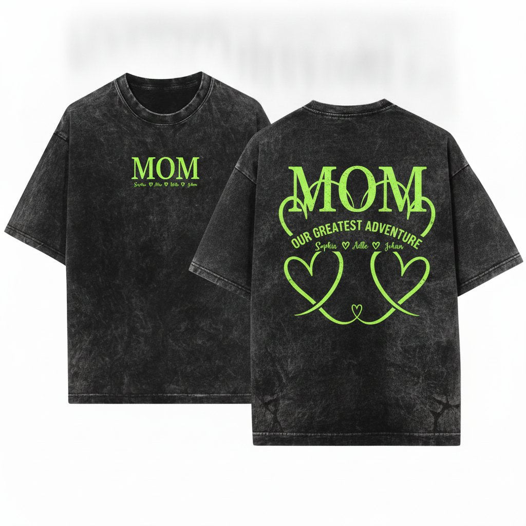 Custom Name Mom Mama Children Personalized Mother's Day Gift Unisex Wash T-Shirt