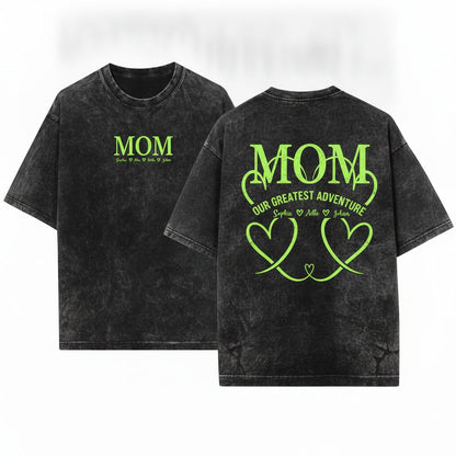 Custom Name Mom Mama Children Personalized Mother's Day Gift Unisex Wash T-Shirt