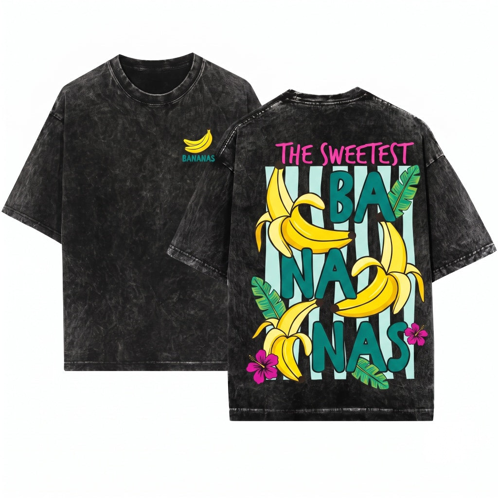 Retro Food Pun Summer Banana Graphic Trendy Wash Top