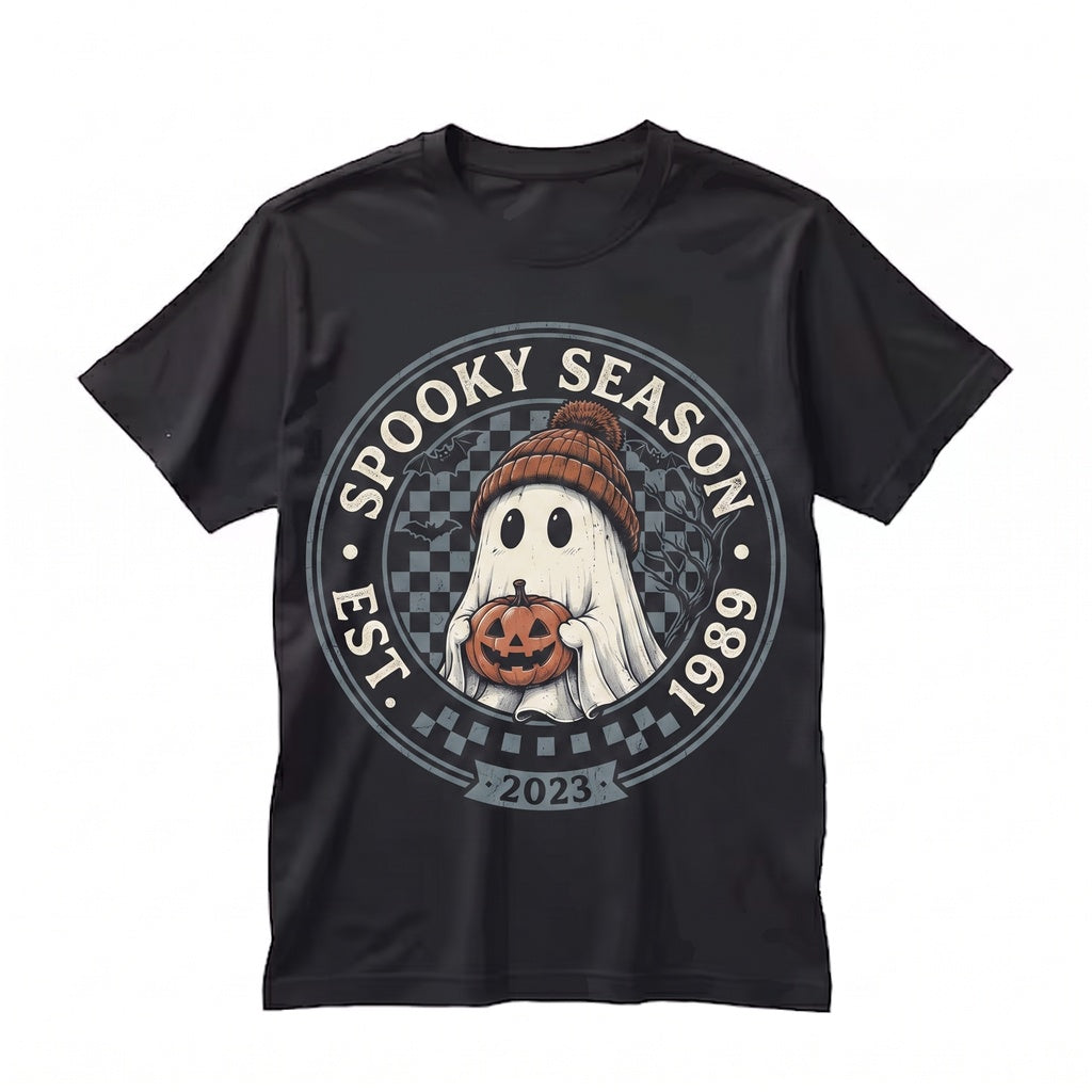 Vintage Halloween Spooky Ghost Pumpkin Graphic Rustic Haunted Forest Cozy Seasonal Gift Unisex TShirt