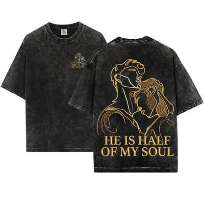 He Is Half Of My Soul Embroidered Song Achilles Greek Mythology Bookish Gift Patroclus Unisex Wash T-Shirt