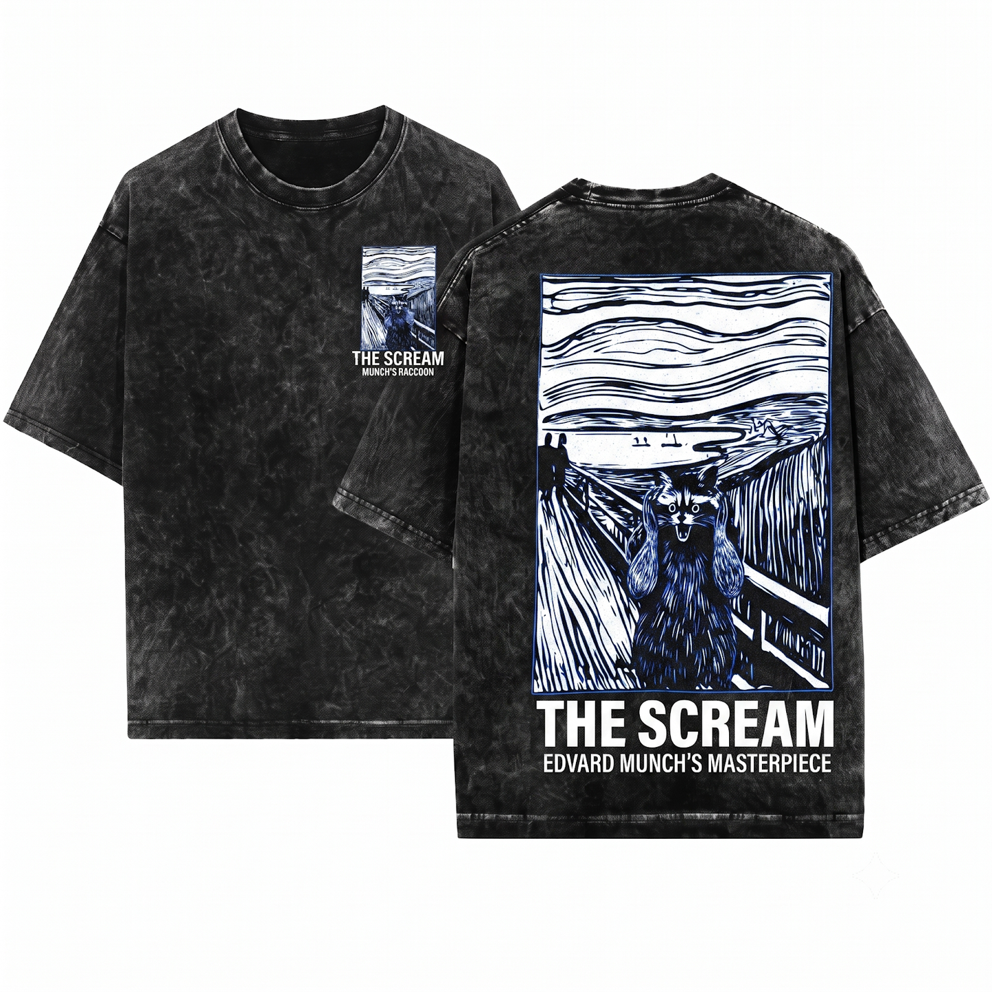 Funny Trash Panda Graphic Apparel - Distressed Scream Expression Wildlife Tee - Heavyweight Garment-Dyed T-Shirt