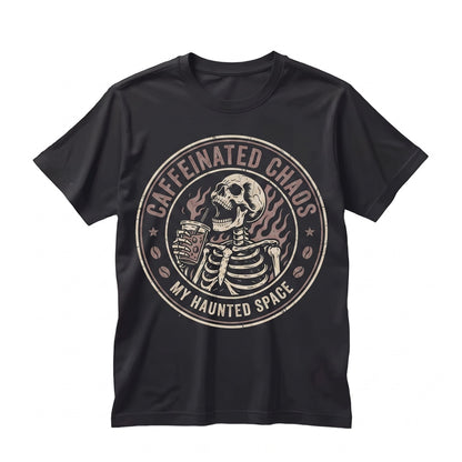 Caffeinated Chaos Skeleton Coffee Lover Gift Goth Spooky Tired Caffeine Vibes Sweatshirt Hoodie for Women Unisex TShirt