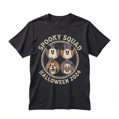 Vintage Retro Spooky Ghost Halloween Trick Treat Cartoon Characters Graphic Vacation Unisex TShirt