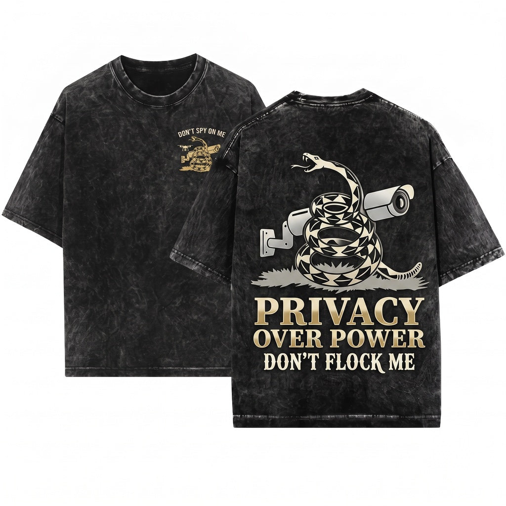 Dont Flock Me Funny Liberty Snake Privacy Graphic Unisex Wash T-Shirt