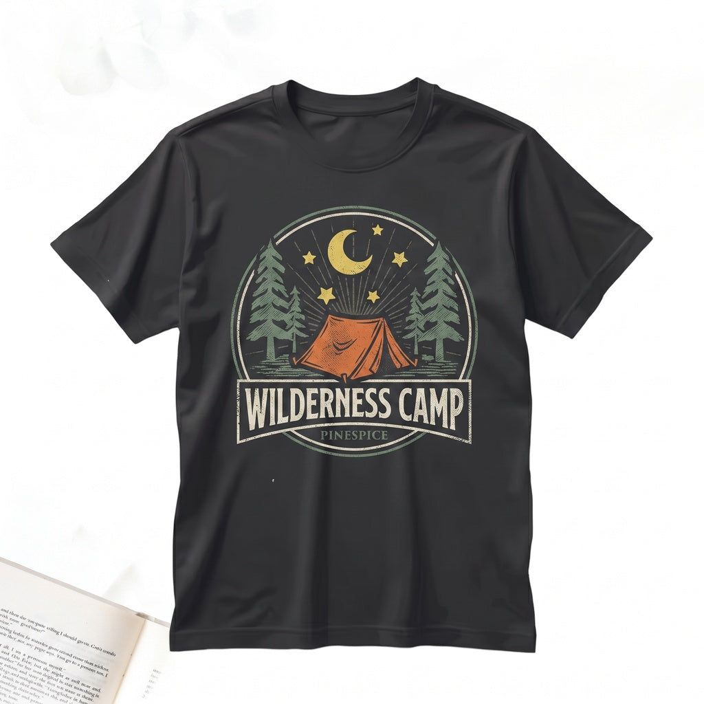 Embroidered Camping Outdoors Nature Hiking Campfire Aesthetic Gift For Adventurers Cozy Unisex TShirt