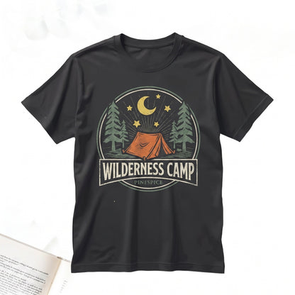 Embroidered Camping Outdoors Nature Hiking Campfire Aesthetic Gift For Adventurers Cozy Unisex TShirt