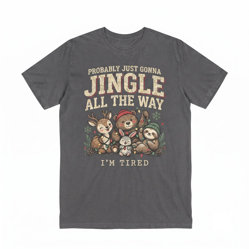 Funny Christmas Shirt Probably Just Gonna Jingle Some Of The Way IM Tired Tshirt Xmas Lights Silly Holiday Tee Cozy Season