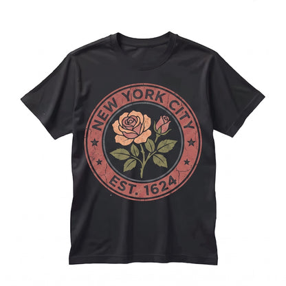New York State Rose Floral Crewneck Botanical Travel Souvenir Apparel Unisex TShirt