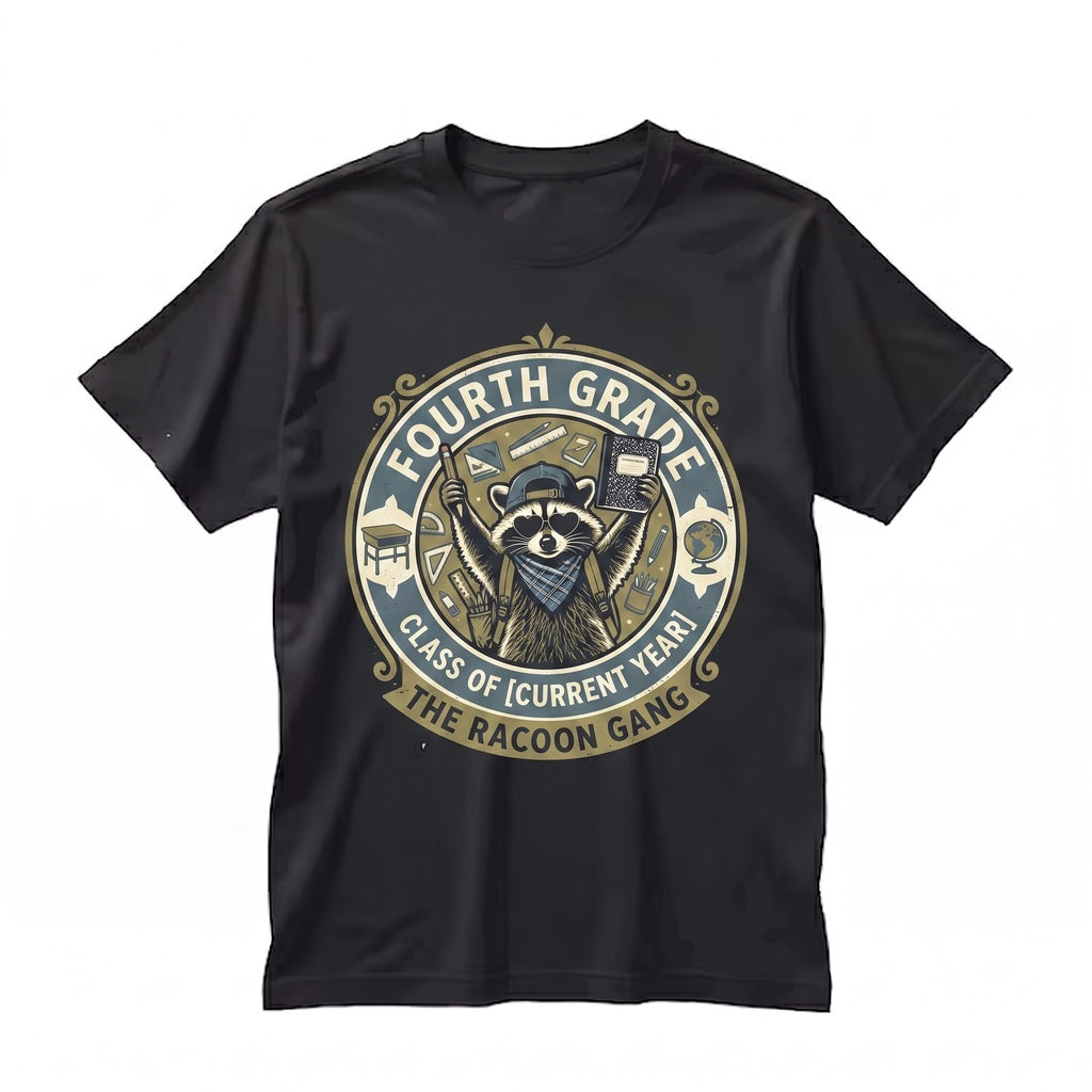 Fourth Grade Teacher 4th Funny Feral Raccoon Team Back to School Last Day Apparel Unisex TShirt