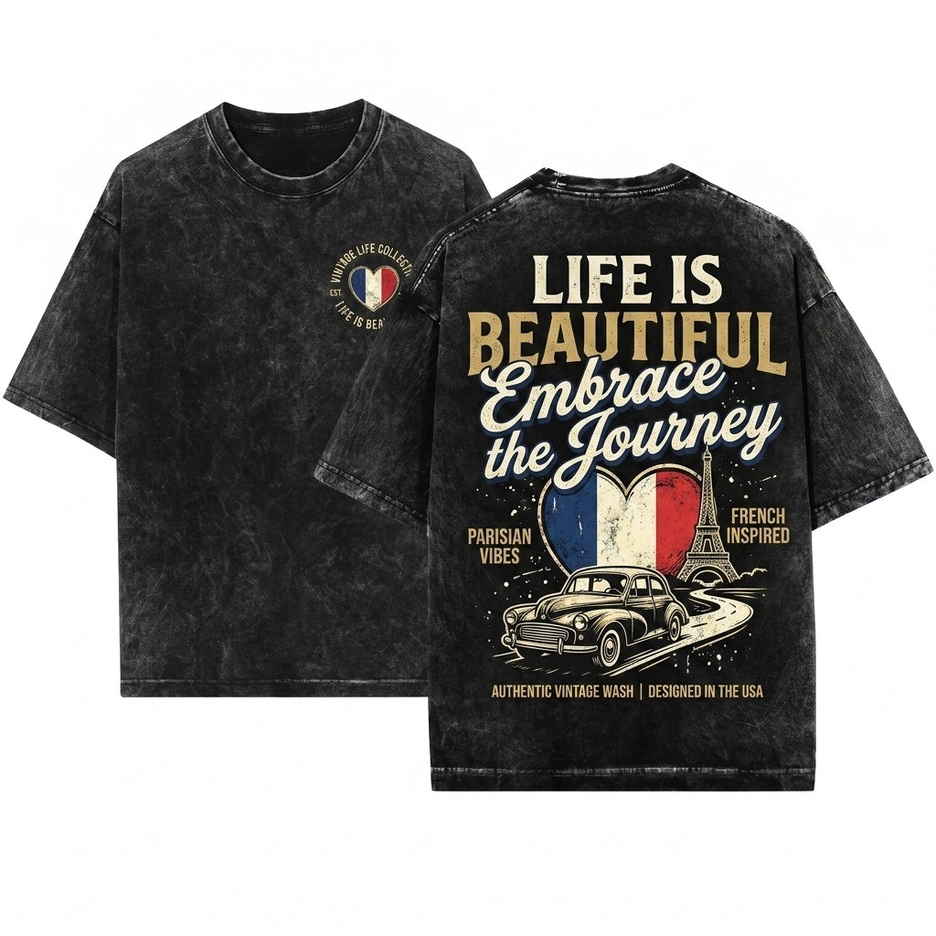 Cest la Vie Parisian Graphic Cotton Unisex Wash T-Shirt