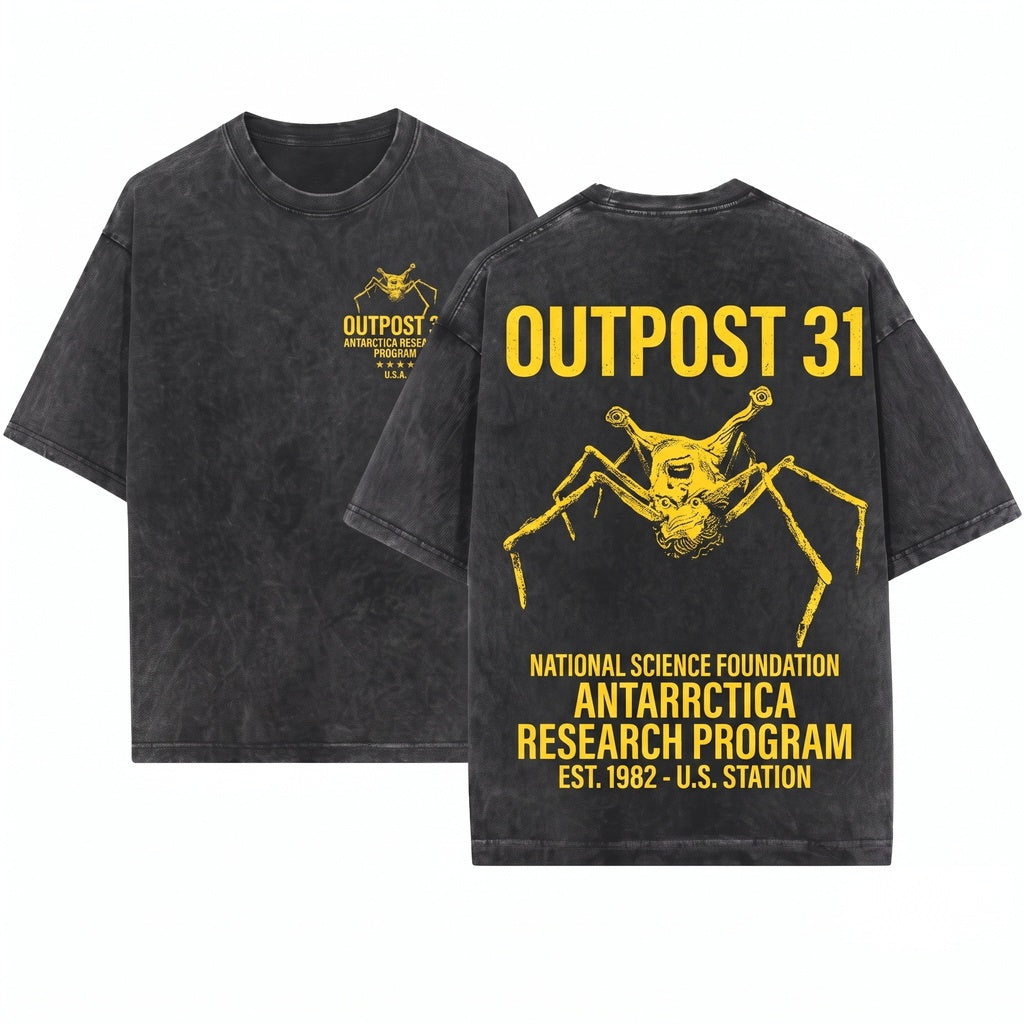 Outpost 31 Antarctica Sci-Fi Horror Movie Alien Creature Graphic Unisex Wash T-Shirt