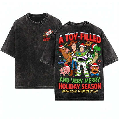 Merry Christmas Toy Story Sweatshirt Holiday Woody Buzz Friends Trip Unisex Wash T-Shirt