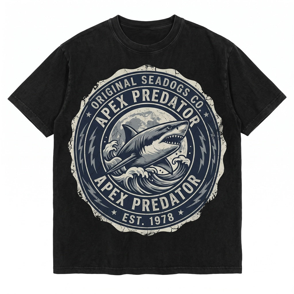Bull Shark Gothic Ocean Lightning Graphic Dark Sea Moon Gift For Men Women Unisex TShirt