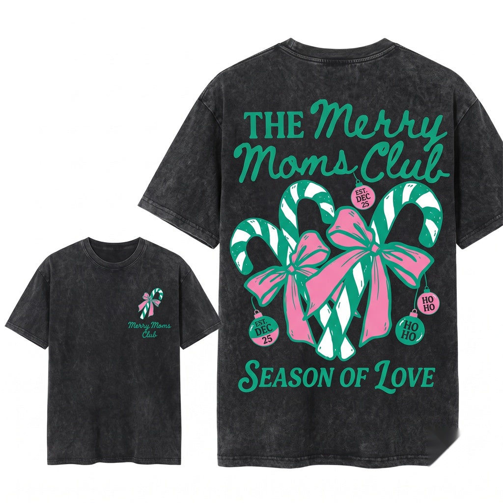 Merry Mama Jolly Retro Christmas Holiday Club Sweatshirt Unisex Wash T-Shirt