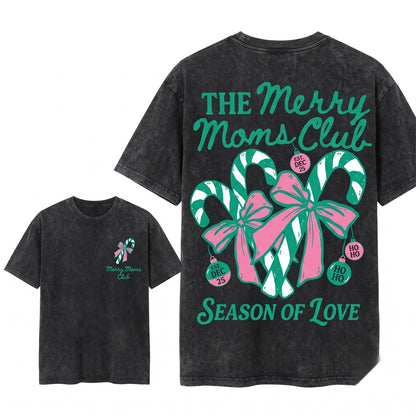 Merry Mama Jolly Retro Christmas Holiday Club Sweatshirt Unisex Wash T-Shirt