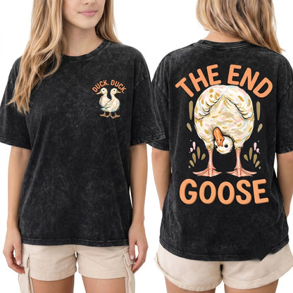 Retro Cute Funny Summer Farm Animal Duck Goose Unisex Wash T-Shirt