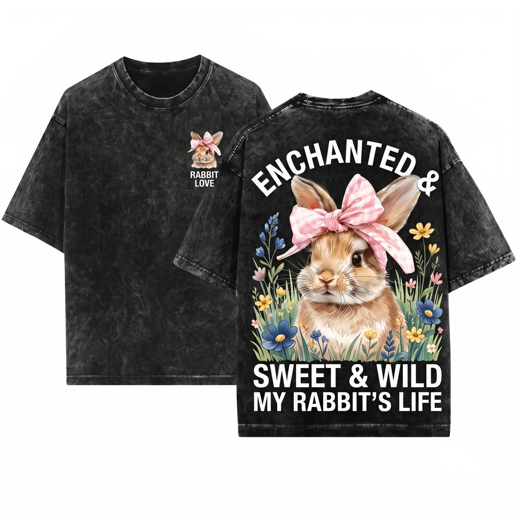 Retro Coquette Bow Cute Easter Bunny Day Gift Unisex Wash T-Shirt