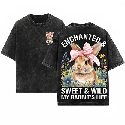 Retro Coquette Bow Cute Easter Bunny Day Gift Unisex Wash T-Shirt