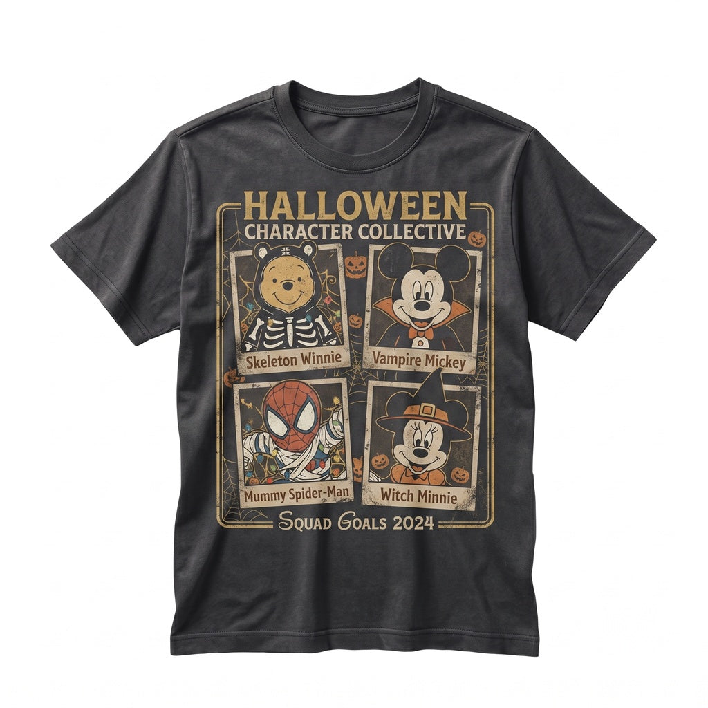 All Character Halloween Lights Matching Spooky Season Theme Park Vacation 2026 Family Trip Unisex TShirt