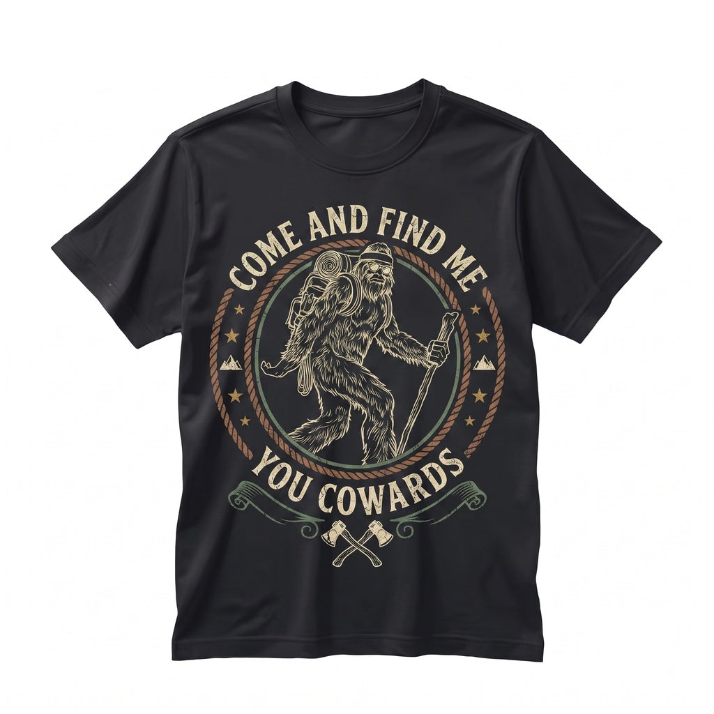 Funny Bigfoot Sasquatch Hide and Seek Champion Graphic Novelty Unisex TShirt