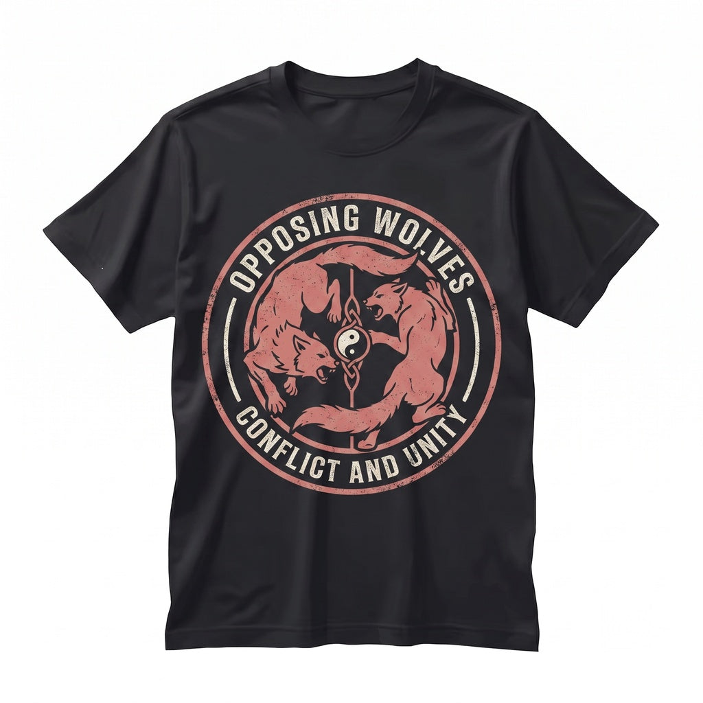 Vintage Wolf Fighting Graphic, Retro Wild Animal Engraved Woodland Nature Aesthetic Gift Unisex TShirt