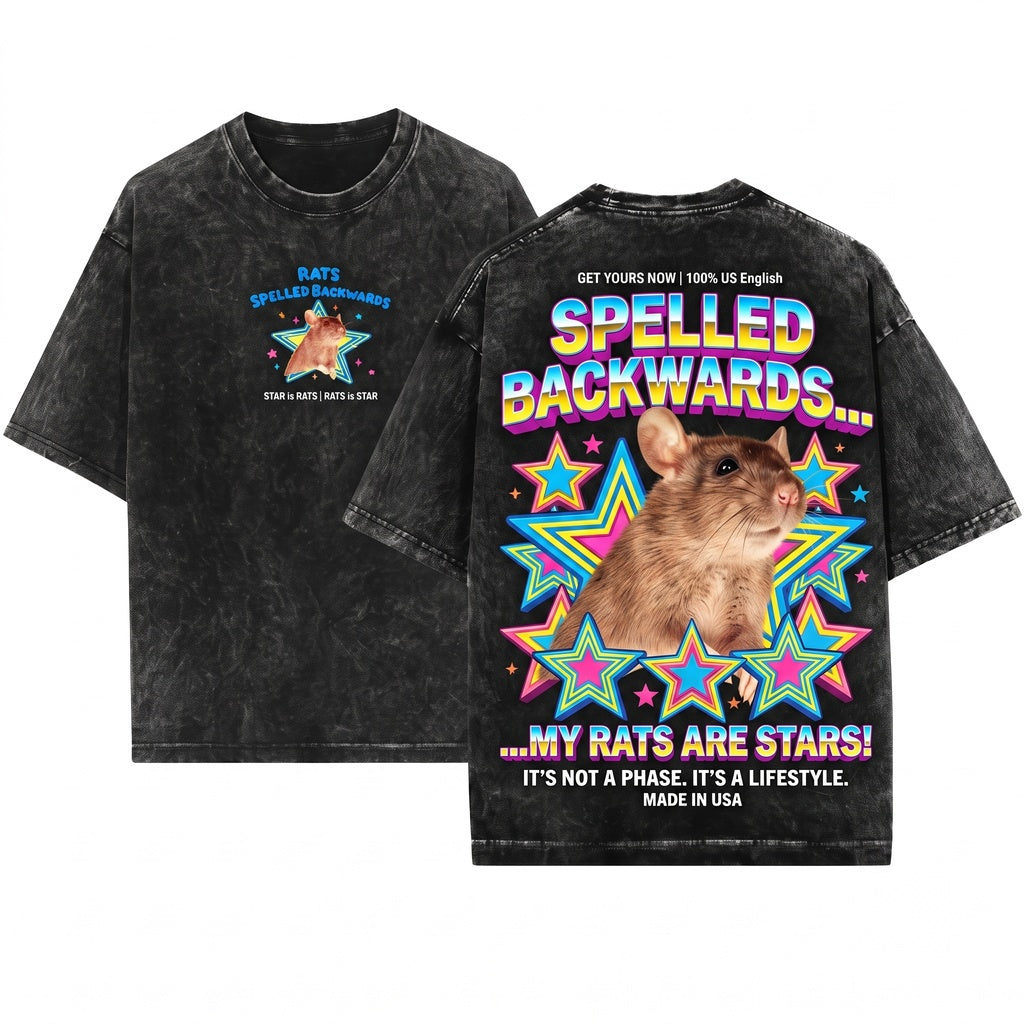 Rats Spelled Backwards Is Star Funny Weird Animal Meme Unisex Wash T-Shirt