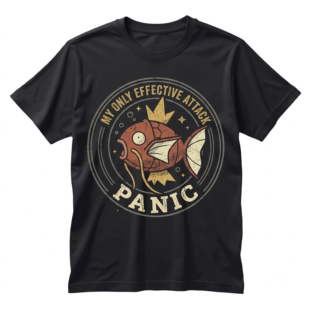 Magikarp Panic Vintage Wash Graphic Anime Gamer Gift Retro Acid Oversized Unisex TShirt