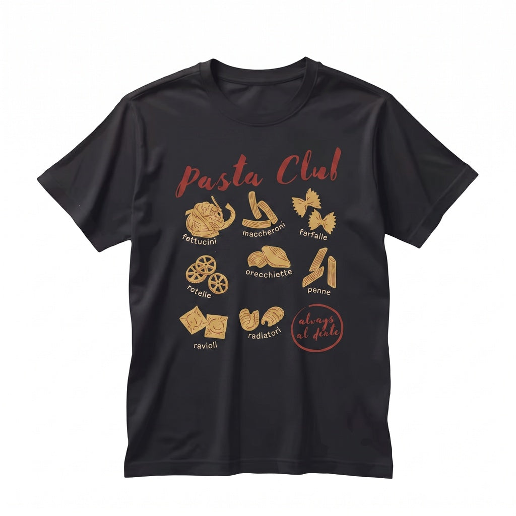 Italian Pasta Types Graphic Noodle Varieties Culinary Foodie Chef Gift Top Unisex TShirt