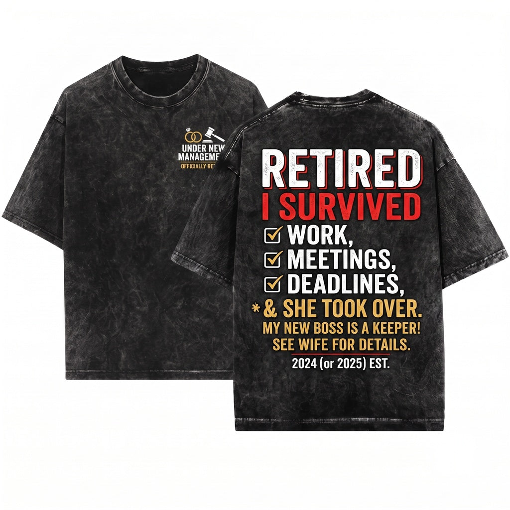 Funny Retirement Gift for Men Retired Under New Management Husband Dad Grandpa Dads Grandpas Apparel Grandfather Novelty Graphic