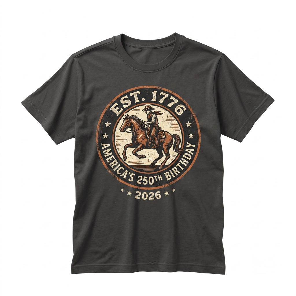 America 250th Anniversary Cowboy Freedom Graphic Western Patriotic Celebration July 4th Gift Unisex TShirt