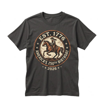 America 250th Anniversary Cowboy Freedom Graphic Western Patriotic Celebration July 4th Gift Unisex TShirt