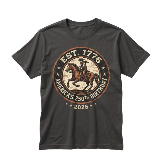 America 250th Anniversary Cowboy Freedom Graphic Western Patriotic Celebration July 4th Gift Unisex TShirt