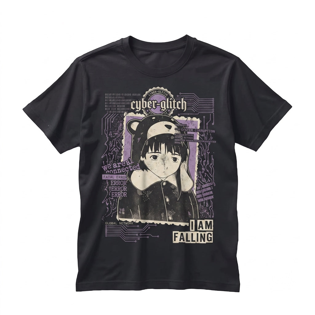 Lain Iwakura Serial Experiments Cyberpunk Japanese Anime Graphic Streetwear Manga Fan Cotton Apparel Unisex TShirt