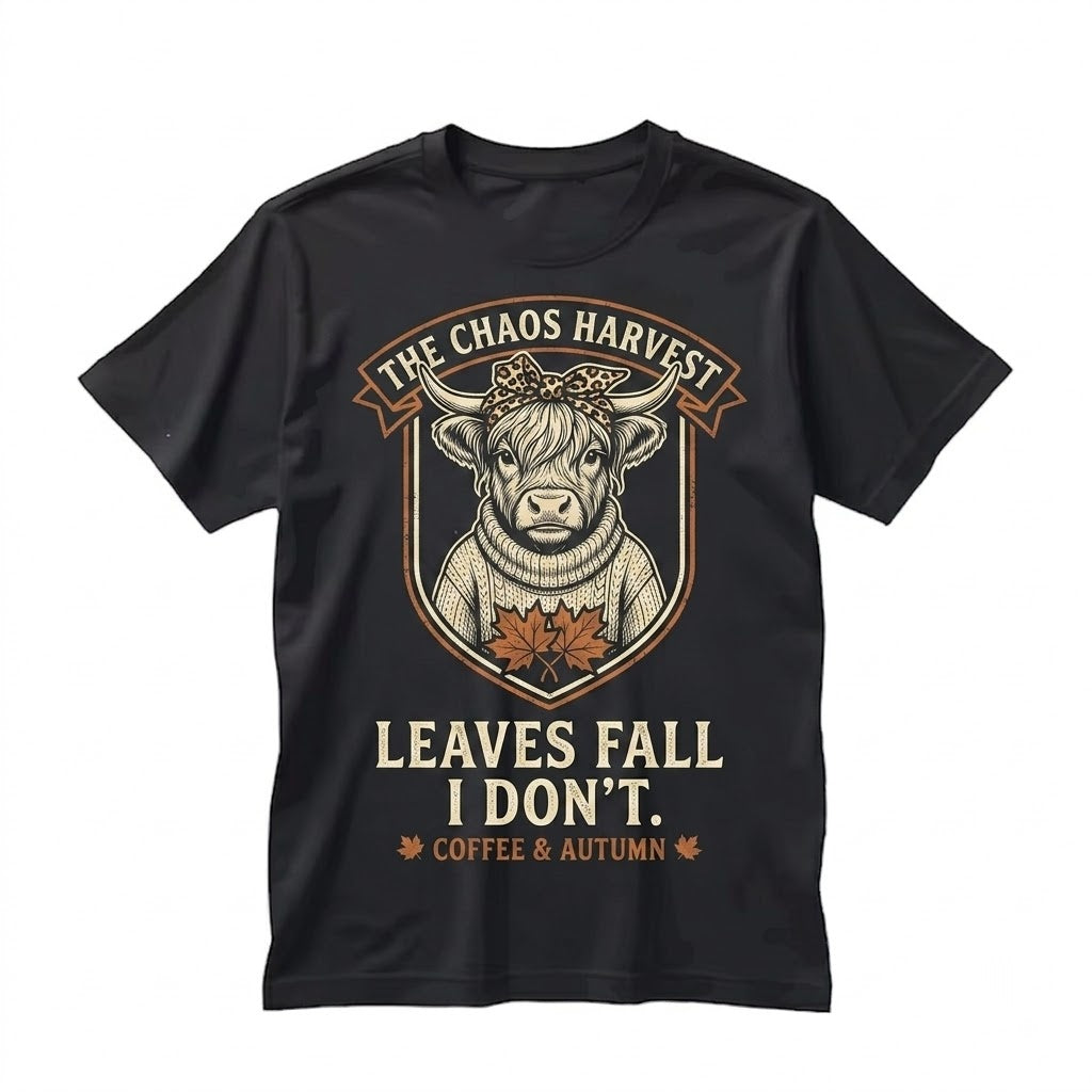 Cozy Autumn Highland Cow Coffee Lover Funny Western Farm Animal Sarcastic Mama Season Unisex TShirt