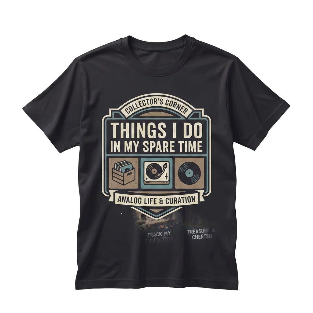 Vinyl Record Audiophile Graphic Navy Blue Spare Time Music Apparel Unisex TShirt