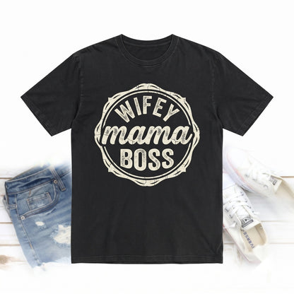 Wifey Mama Boss Cotton Graphic Top Casual Apparel Unisex TShirt